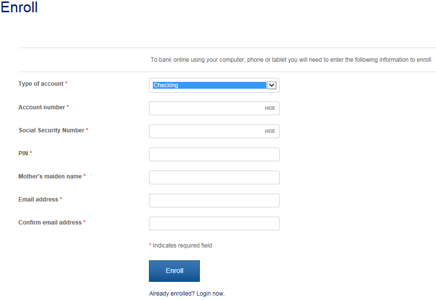 Online Banking Account Details